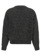 Brunello Cucinelli Dazzling Braids Sweater Grey, view 2