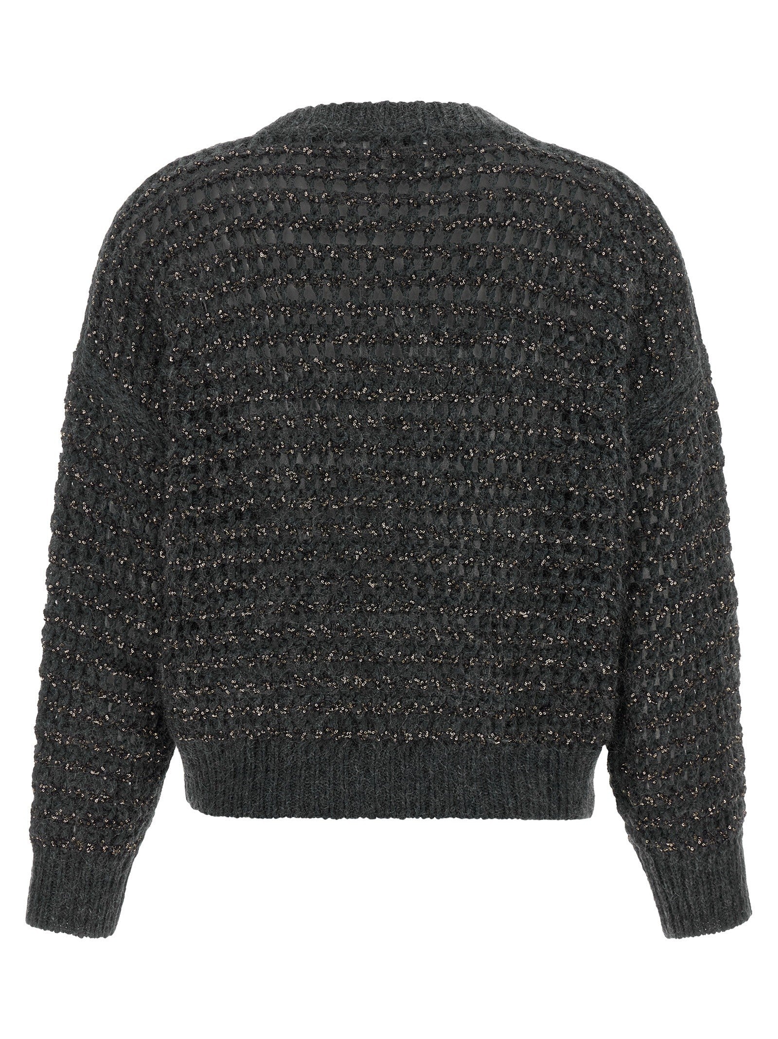 Brunello Cucinelli Dazzling Braids Sweater Grey