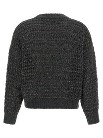 Brunello Cucinelli Dazzling Braids Sweater Grey