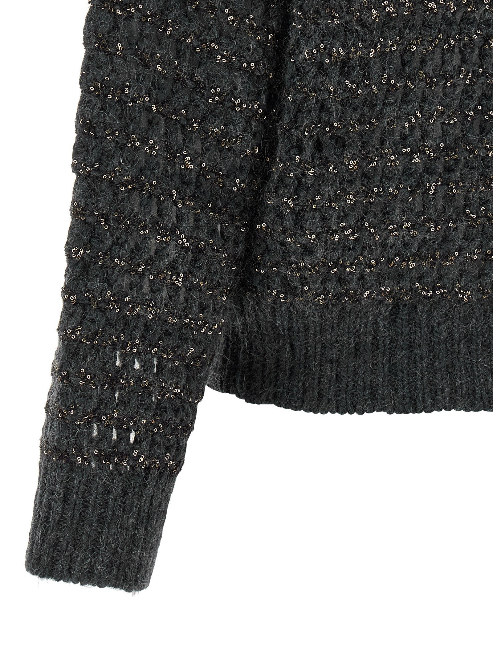 Brunello Cucinelli Dazzling Braids Sweater Grey