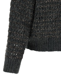 Brunello Cucinelli Dazzling Braids Sweater Grey