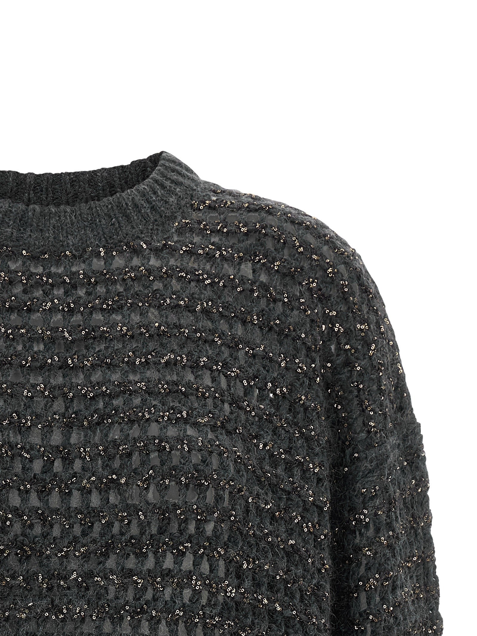 Brunello Cucinelli Dazzling Braids Sweater Grey