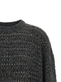 Brunello Cucinelli Dazzling Braids Sweater Grey