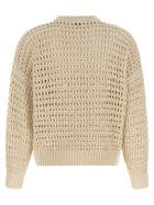 Brunello Cucinelli Dazzling Braids Sweater Beige, view 2