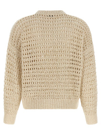 Brunello Cucinelli Dazzling Braids Sweater Beige