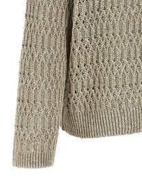 Brunello Cucinelli Dazzling Braids Sweater Beige