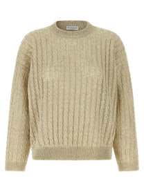 Brunello Cucinelli Dazzling Cable Sweater Beige