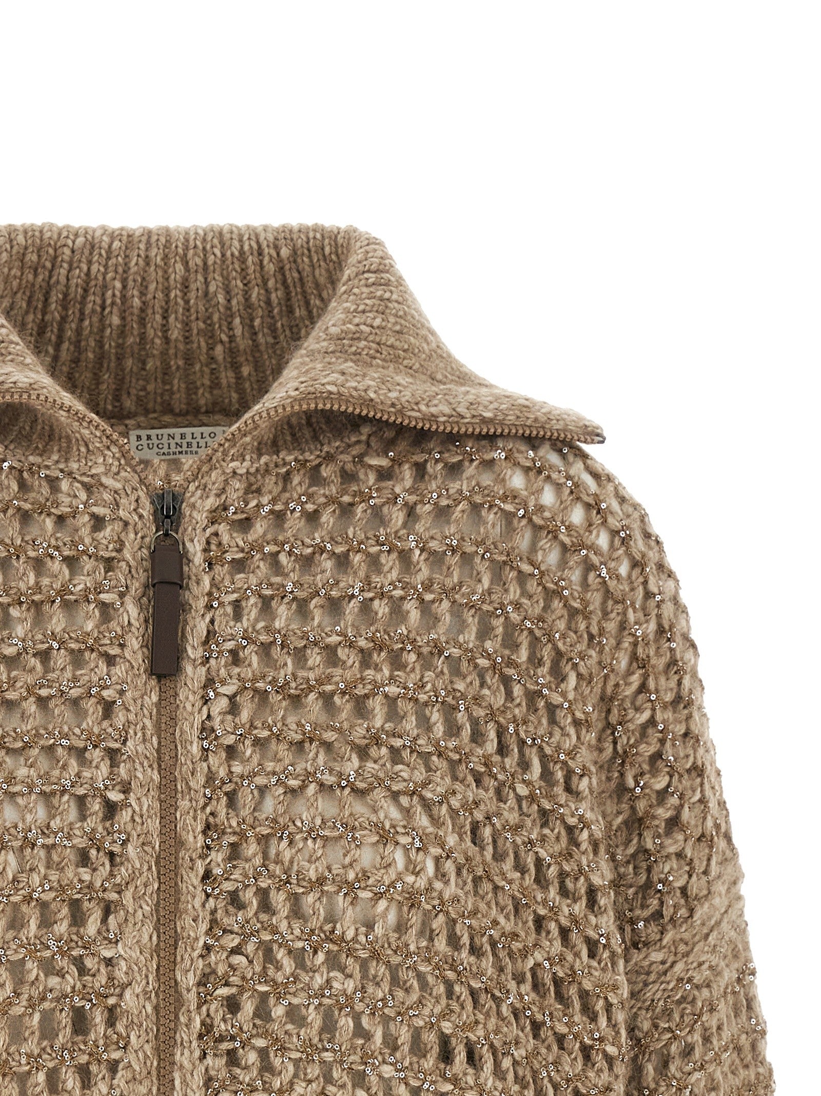 Brunello Cucinelli Dazzling Cardigan Beige