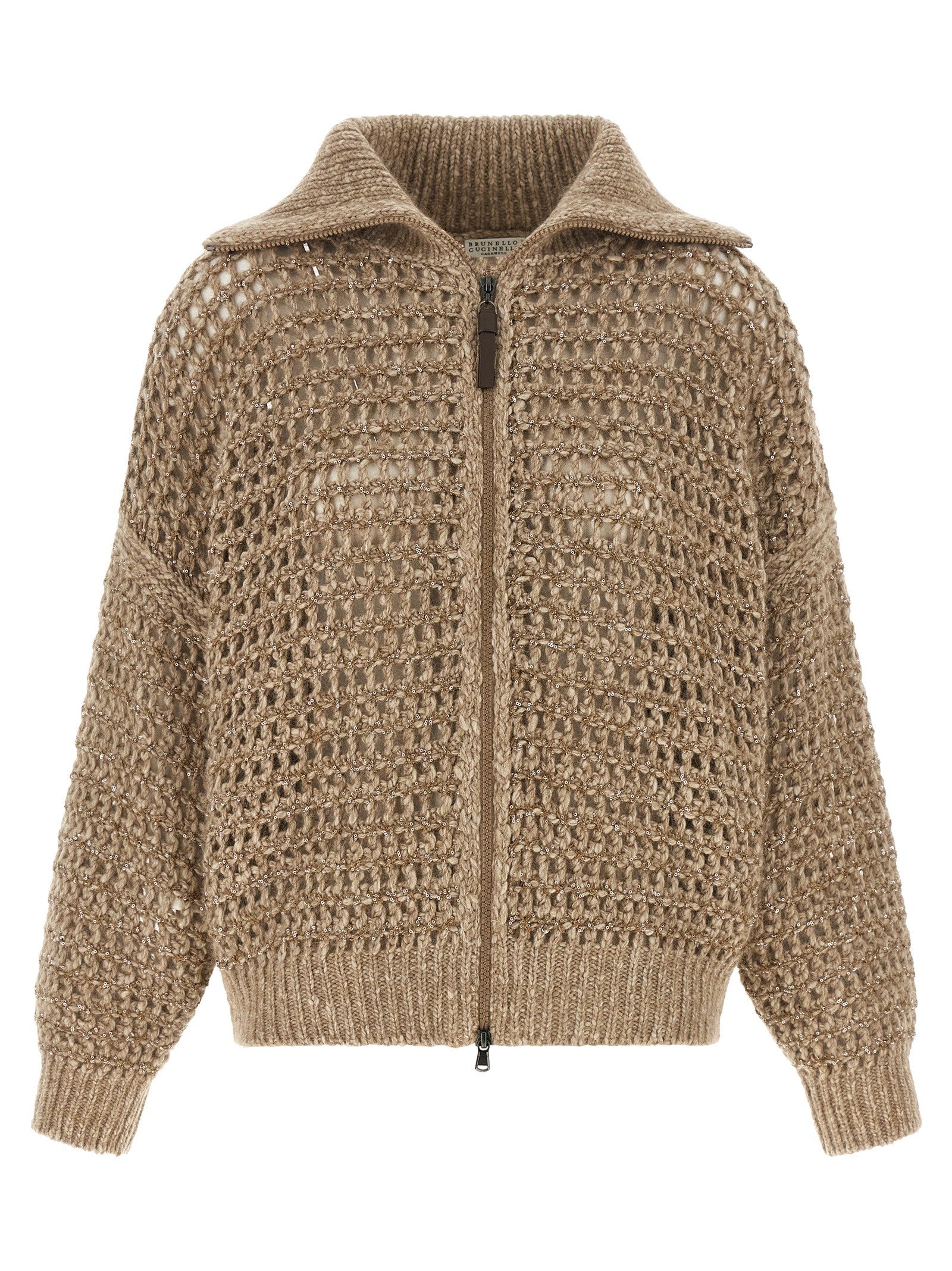 Brunello Cucinelli Dazzling Cardigan Beige