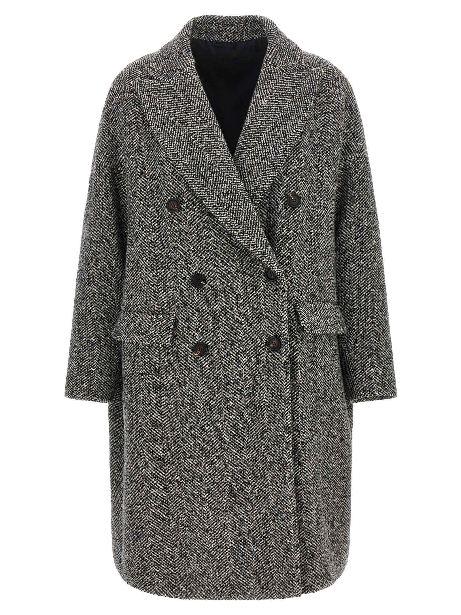 Brunello Cucinelli Women's Virgin Wool and Alpaca Overcoat Black
