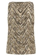 Brunello Cucinelli Dazzling Chevron Embroidery Top Beige, view 2