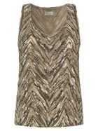 Brunello Cucinelli Dazzling Chevron Embroidery Top Beige
