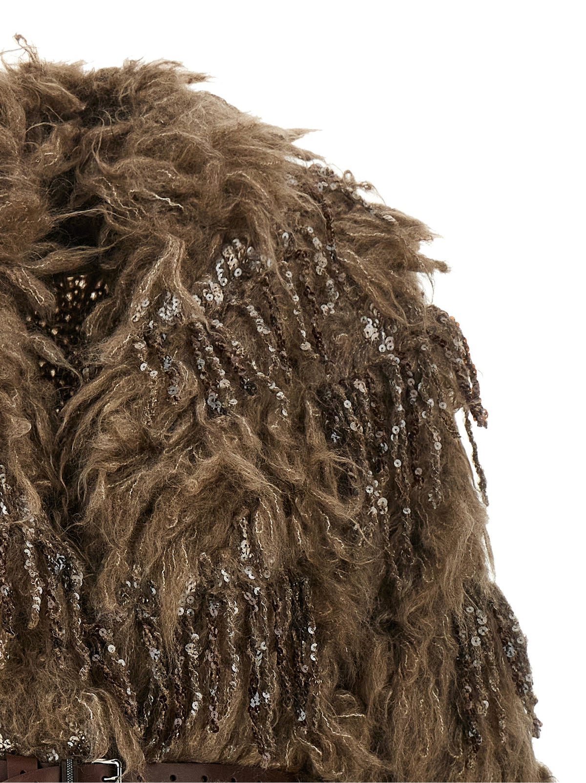 Brunello Cucinelli Dazzling Moss Embroidery Cardigan Brown, view 3