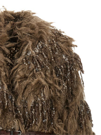 Brunello Cucinelli Dazzling Moss Embroidery Cardigan Brown, view 3