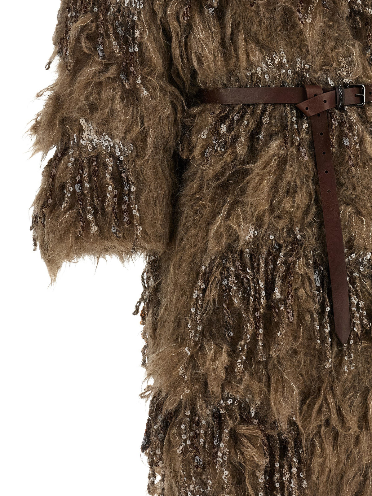 Brunello Cucinelli Dazzling Moss Embroidery Cardigan Brown, view 4