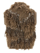 Brunello Cucinelli Dazzling Moss Embroidery Vest Brown, view 2