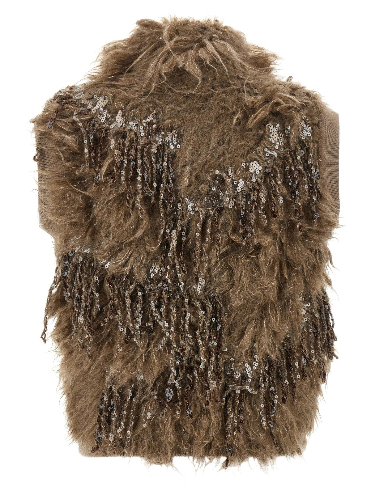 Brunello Cucinelli Dazzling Moss Embroidery Vest Brown, view 2