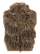 Brunello Cucinelli Dazzling Moss Embroidery Vest Brown