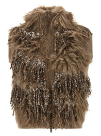 Brunello Cucinelli Dazzling Moss Embroidery Vest Brown