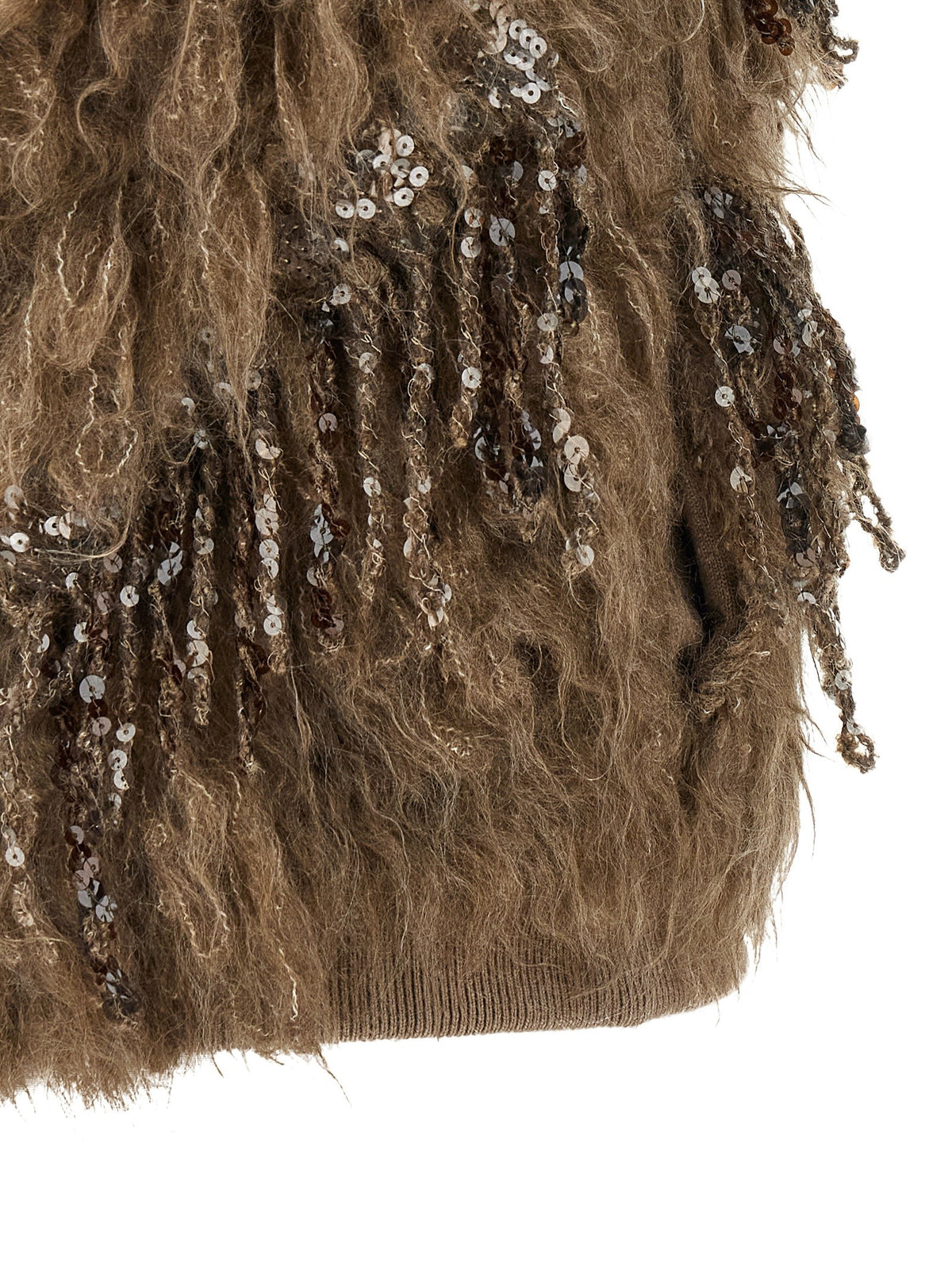Brunello Cucinelli Dazzling Moss Embroidery Vest Brown, view 4