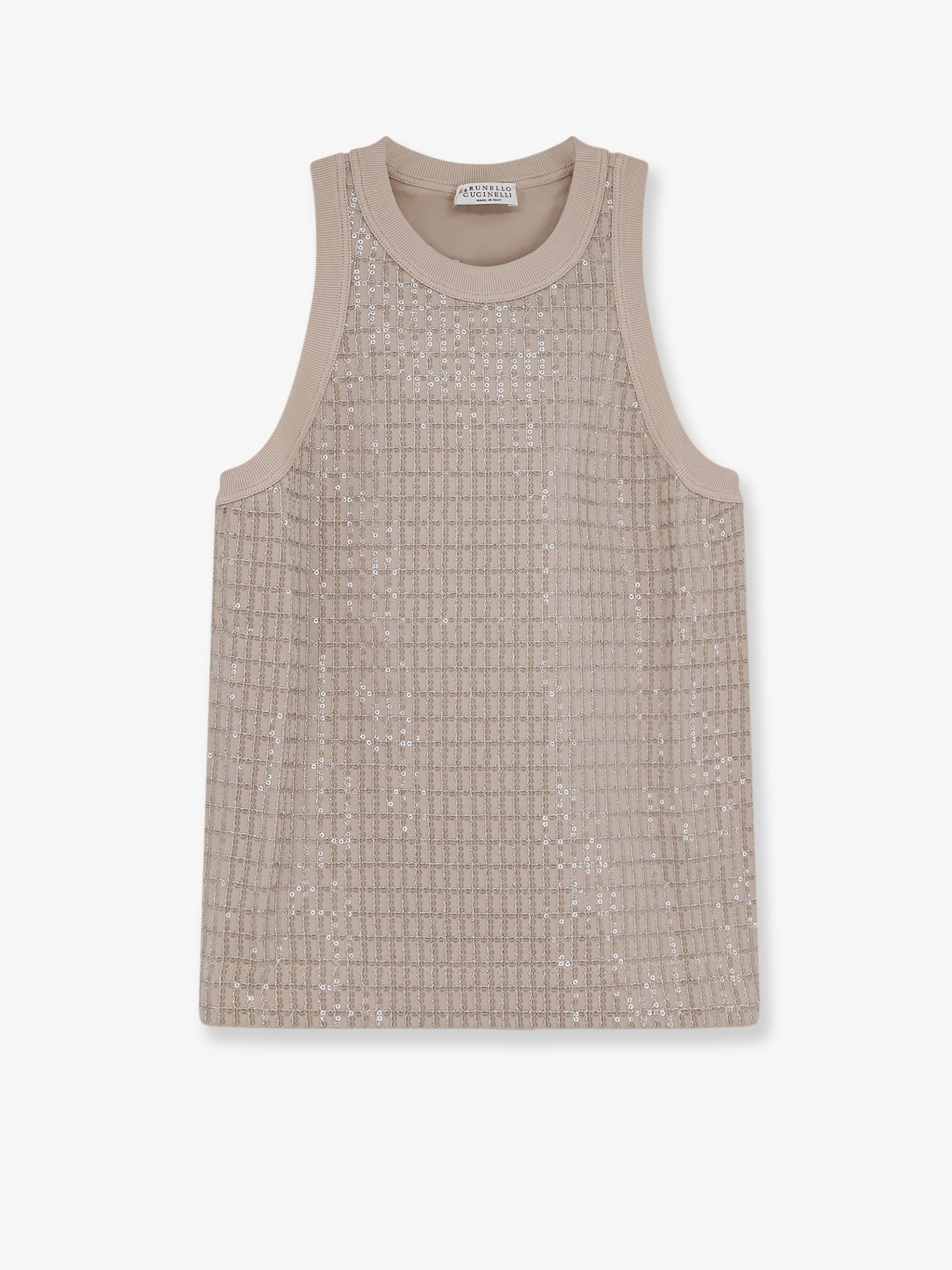Brunello Cucinelli Women's Dazzling Pattern Jersey Tank Top White