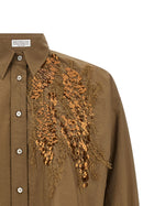 Brunello Cucinelli Dazzling Seabed Embroidery Shirt Beige, view 3