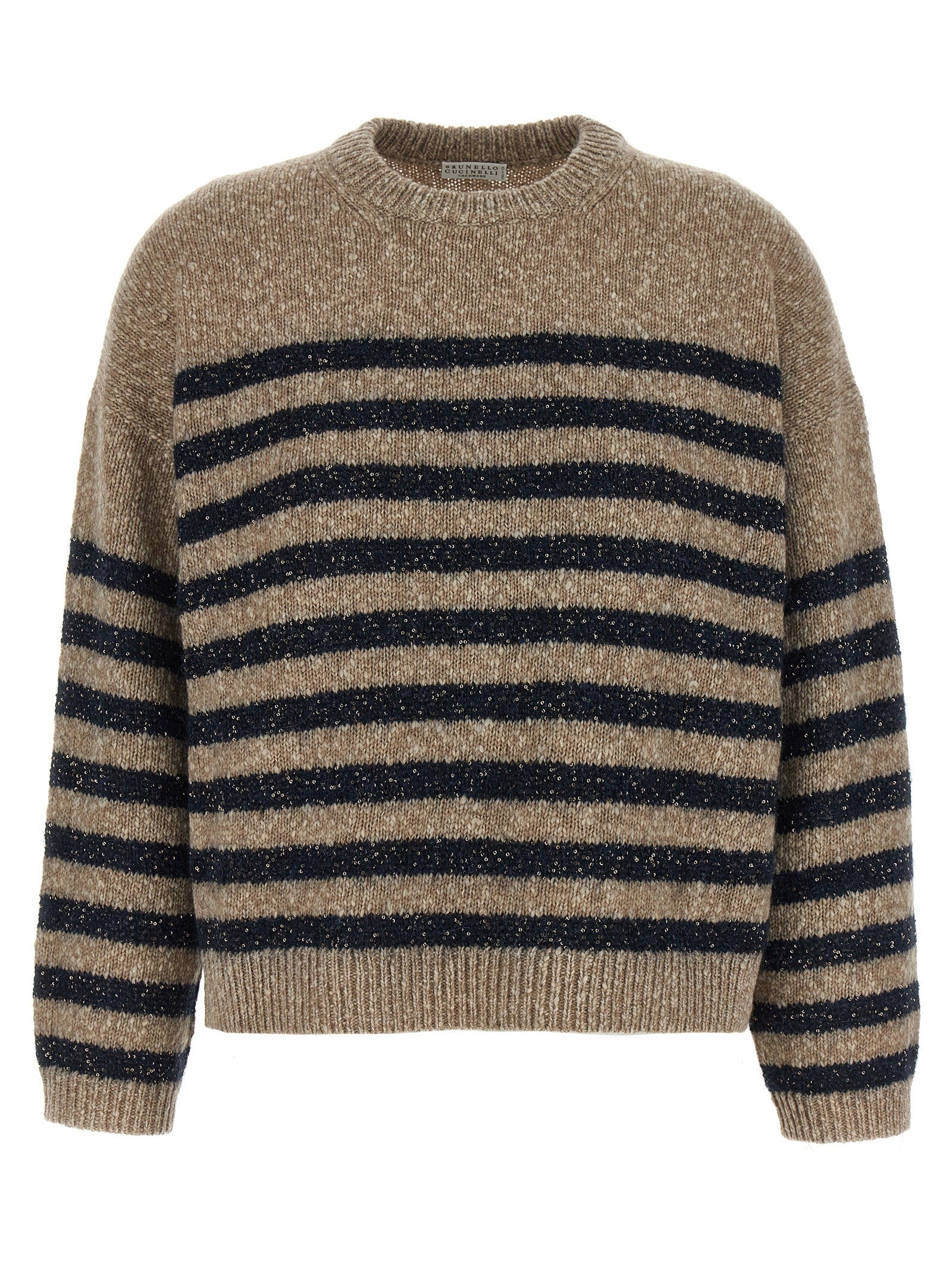 Brunello Cucinelli Dazzling Stripes Sweater Gold
