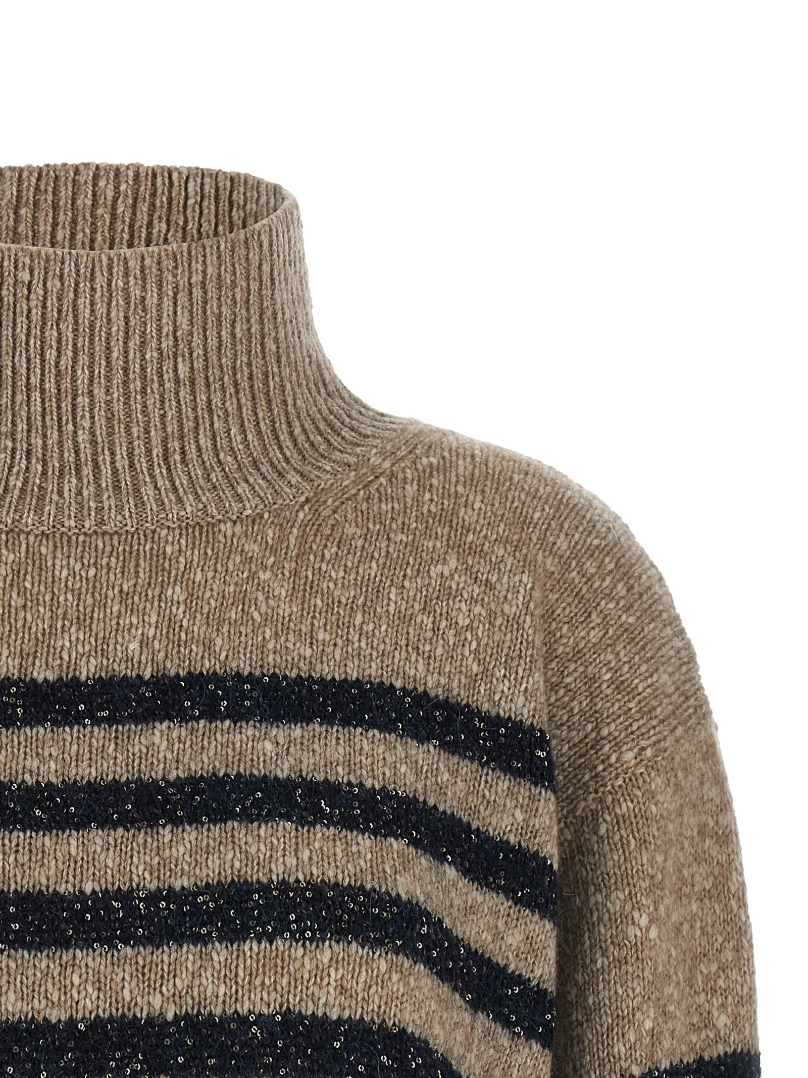 Brunello Cucinelli Dazzling Stripes Sweater Gold