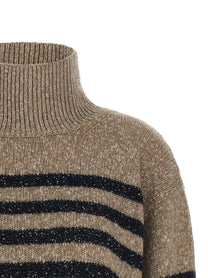 Brunello Cucinelli Dazzling Stripes Sweater Gold