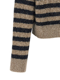 Brunello Cucinelli Dazzling Stripes Sweater Gold