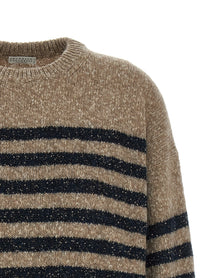 Brunello Cucinelli Dazzling Stripes Sweater Gold