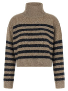 Brunello Cucinelli Dazzling Stripes Sweater Gold