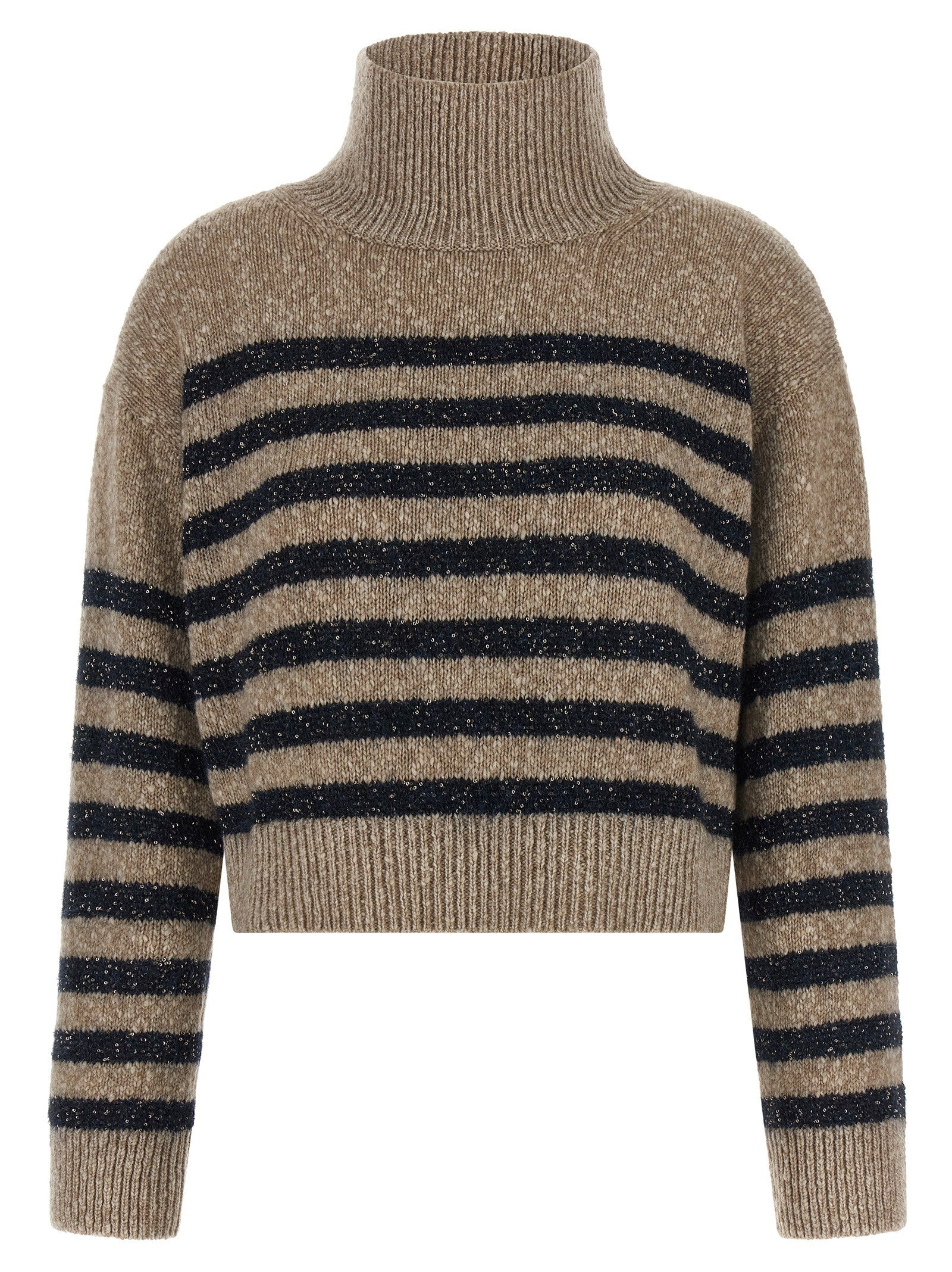 Brunello Cucinelli Dazzling Stripes Sweater Gold