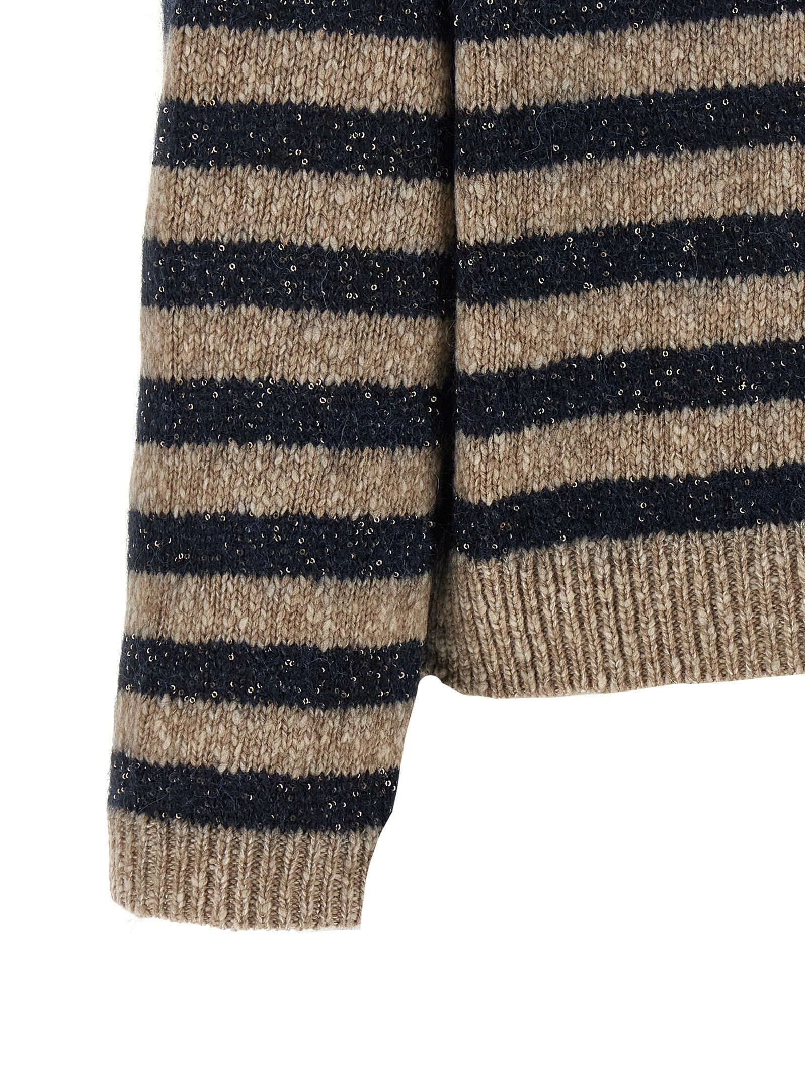 Brunello Cucinelli Dazzling Stripes Sweater Gold