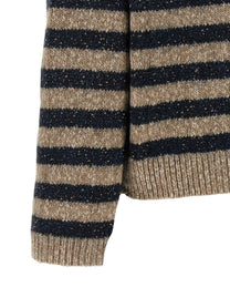Brunello Cucinelli Dazzling Stripes Sweater Gold