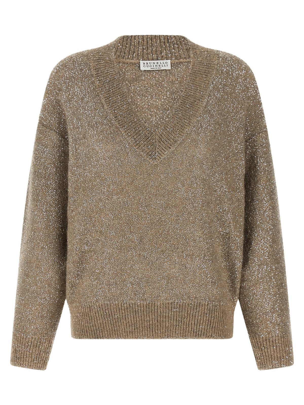 Brunello Cucinelli Dazzling Texture Sweater Beige
