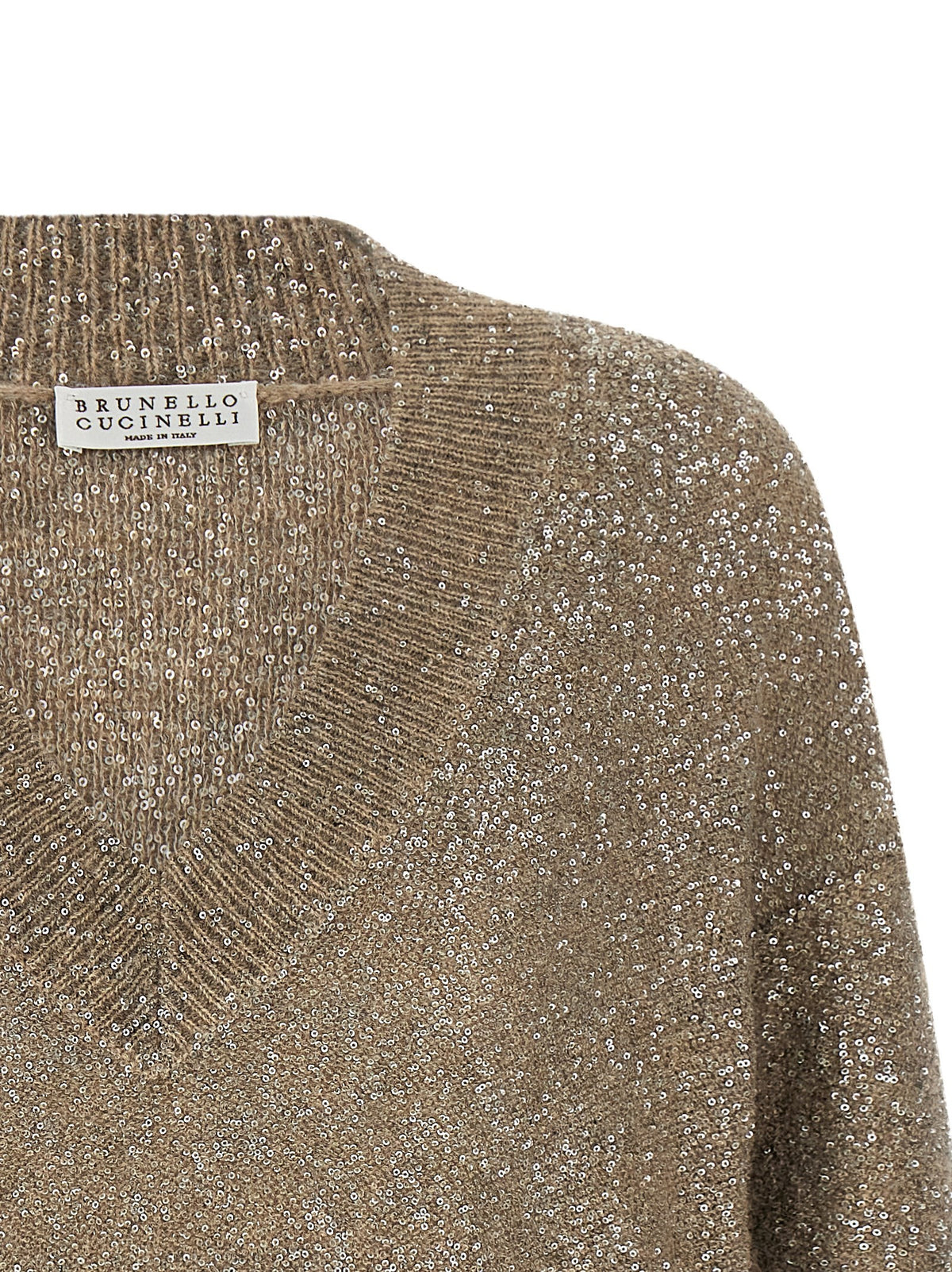 Brunello Cucinelli Dazzling Texture Sweater Beige
