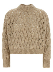 Brunello Cucinelli Dazzling Waves Sweater Beige