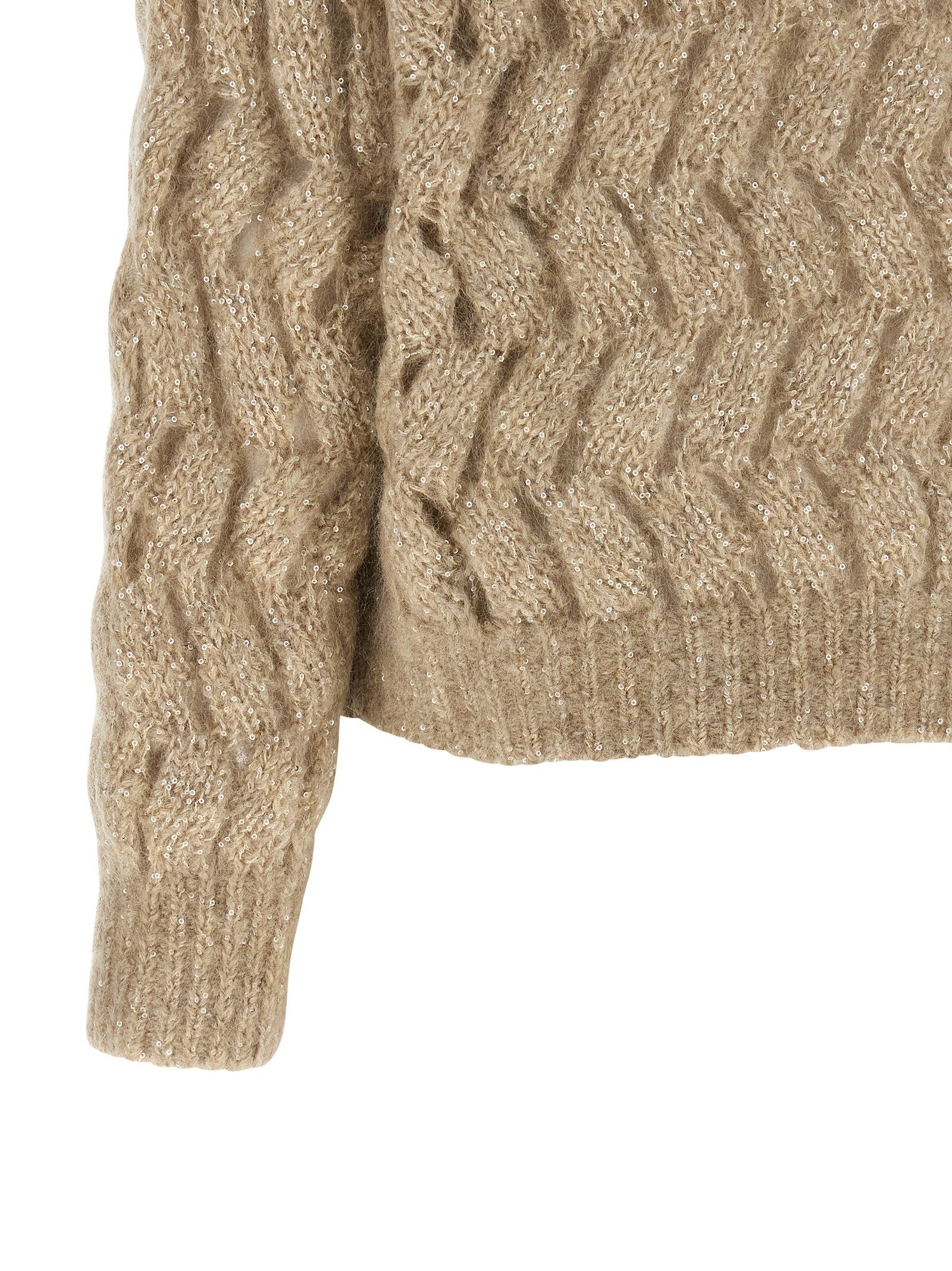 Brunello Cucinelli Dazzling Waves Sweater Beige