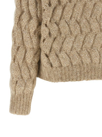 Brunello Cucinelli Dazzling Waves Sweater Beige