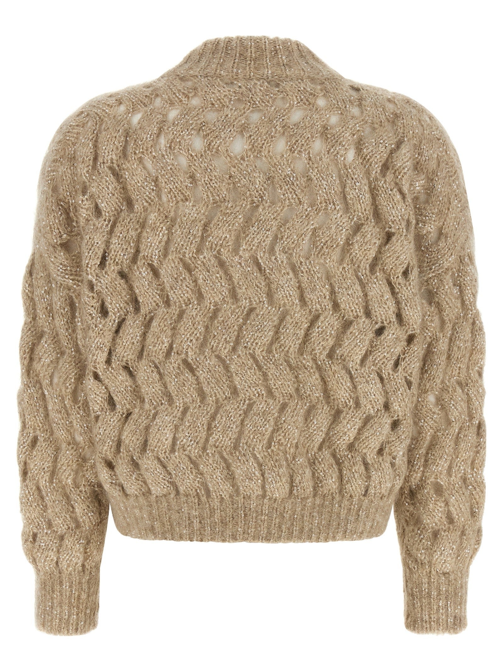 Brunello Cucinelli Dazzling Waves Sweater Beige
