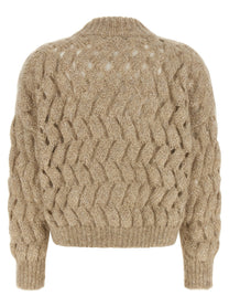 Brunello Cucinelli Dazzling Waves Sweater Beige