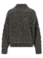 Brunello Cucinelli Dazzling Waves Sweater Grey, view 2