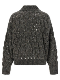 Brunello Cucinelli Dazzling Waves Sweater Grey