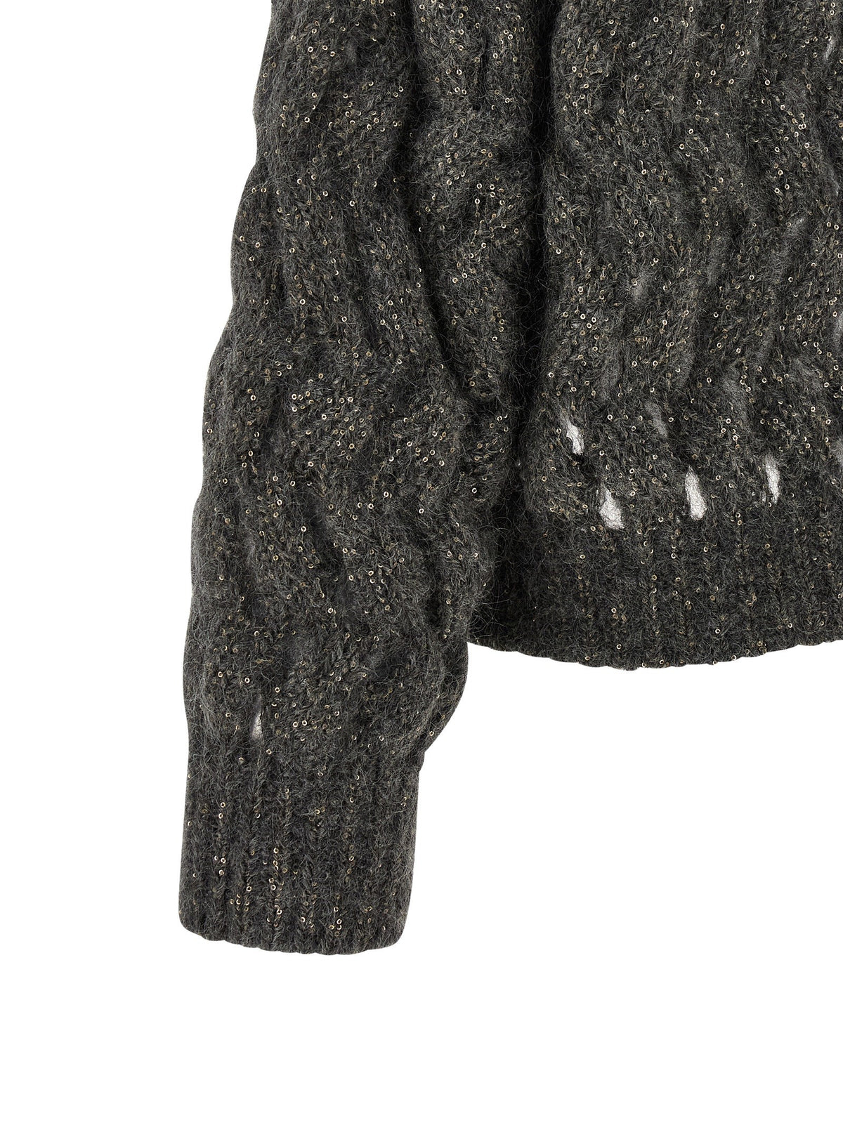 Brunello Cucinelli Dazzling Waves Sweater Grey, view 4