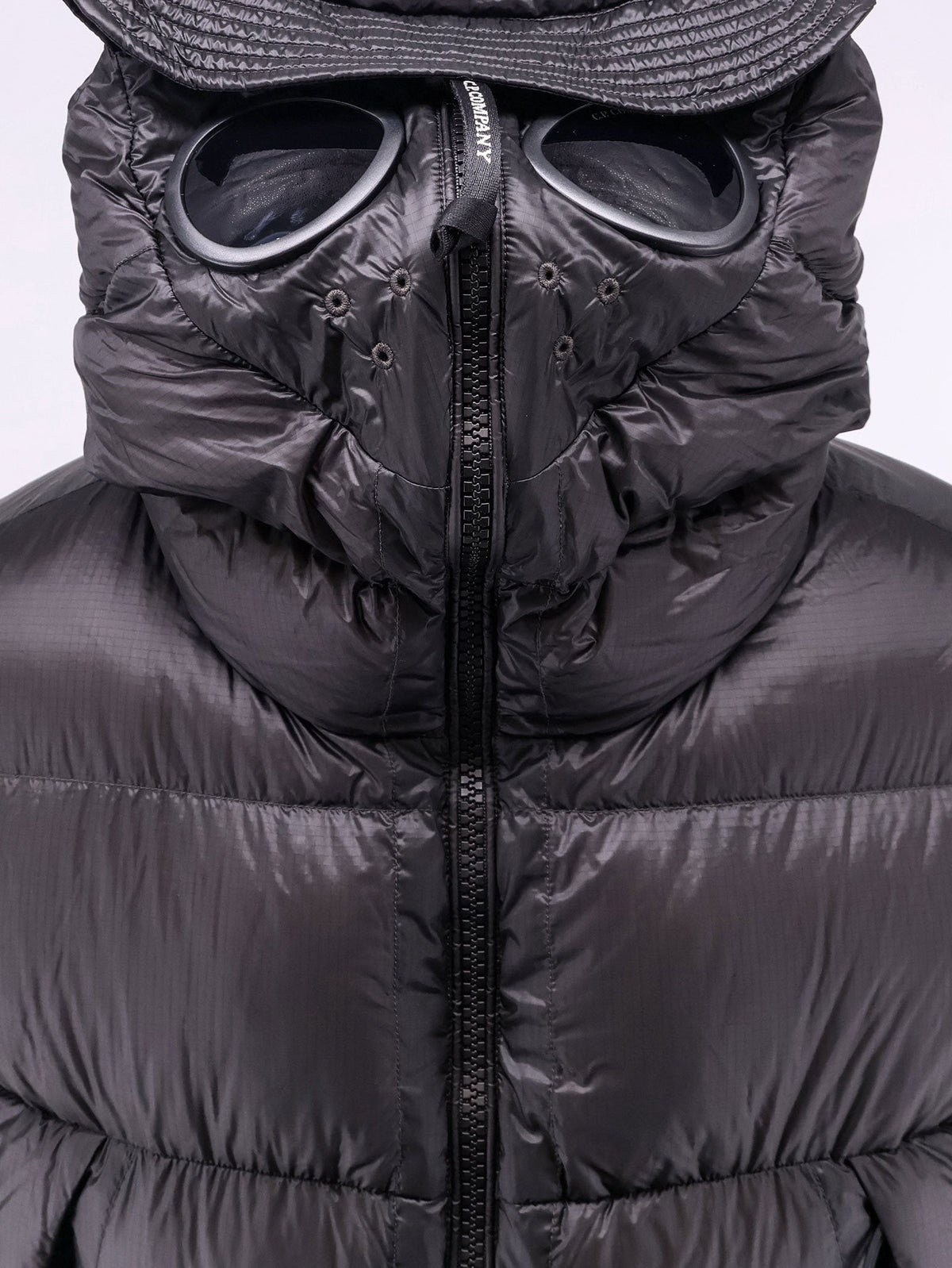 C.P. Company Men's DD Shell Explorer Lens Down Jacket in Denier Matte Micro Ripstop Nylon Black