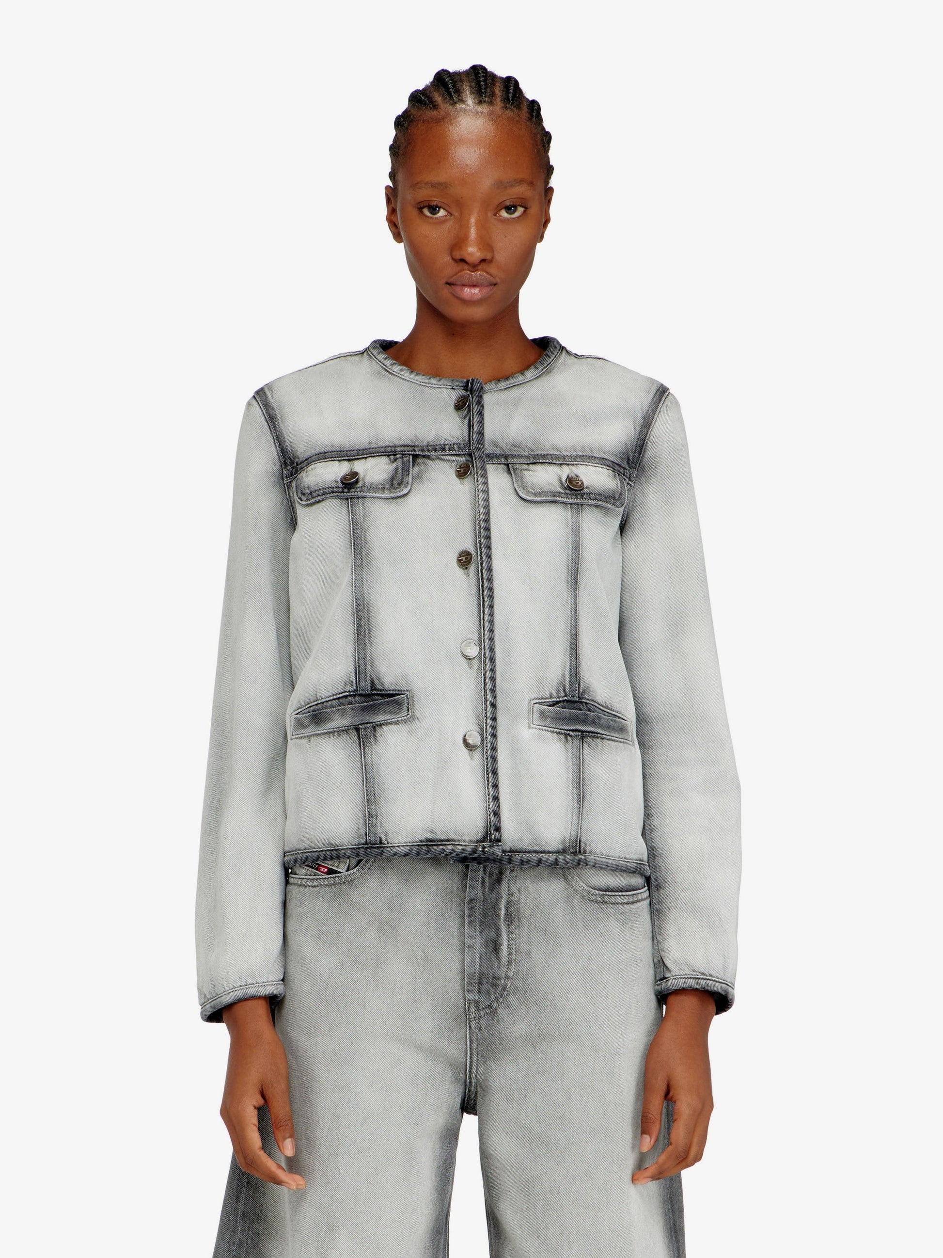 Diesel Women's De Grafy Fsi Cotton and Lyocell Jacket Black