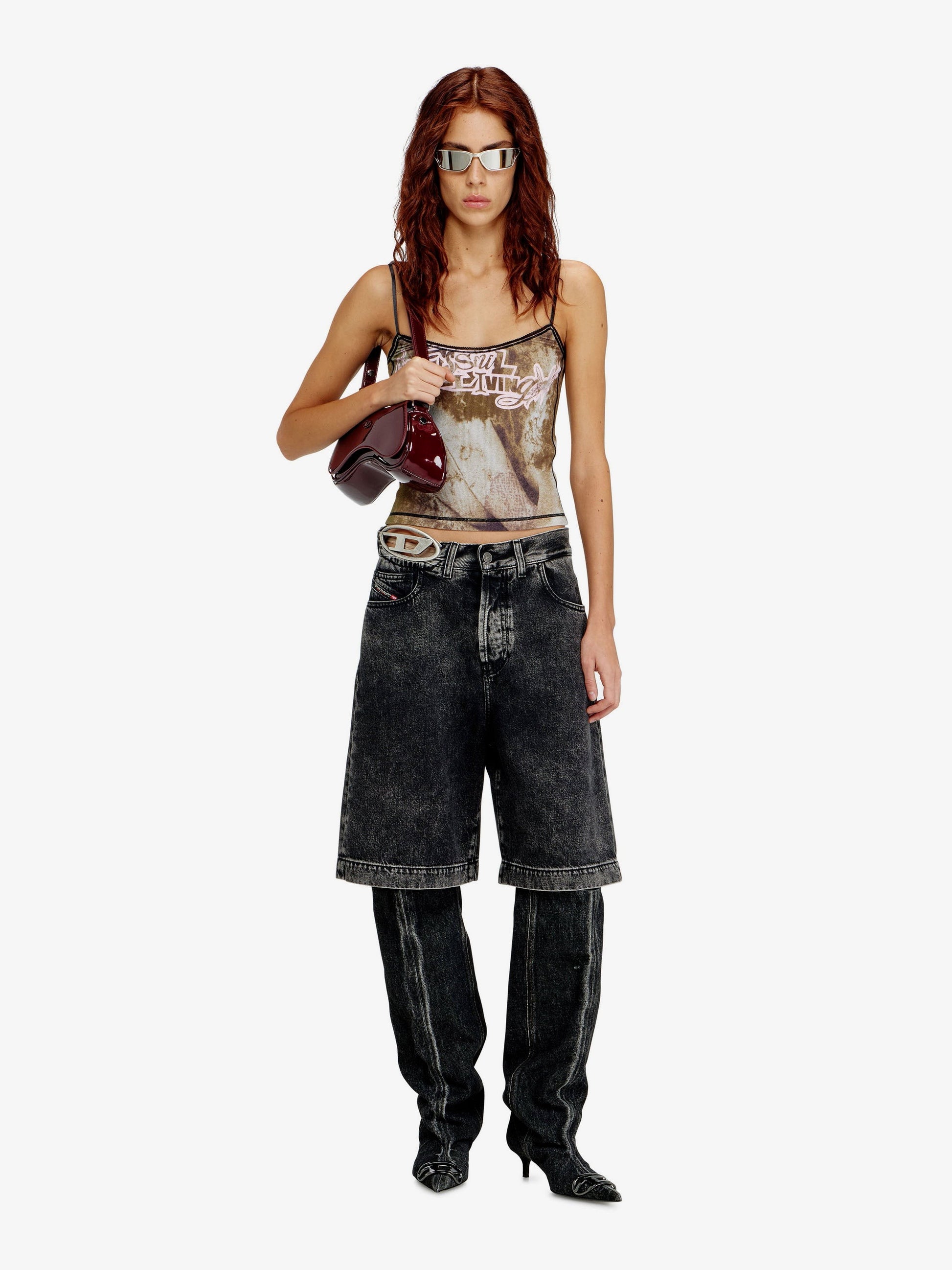 Diesel Women's DE Sire Short S2 Black Denim Bermuda Shorts Black