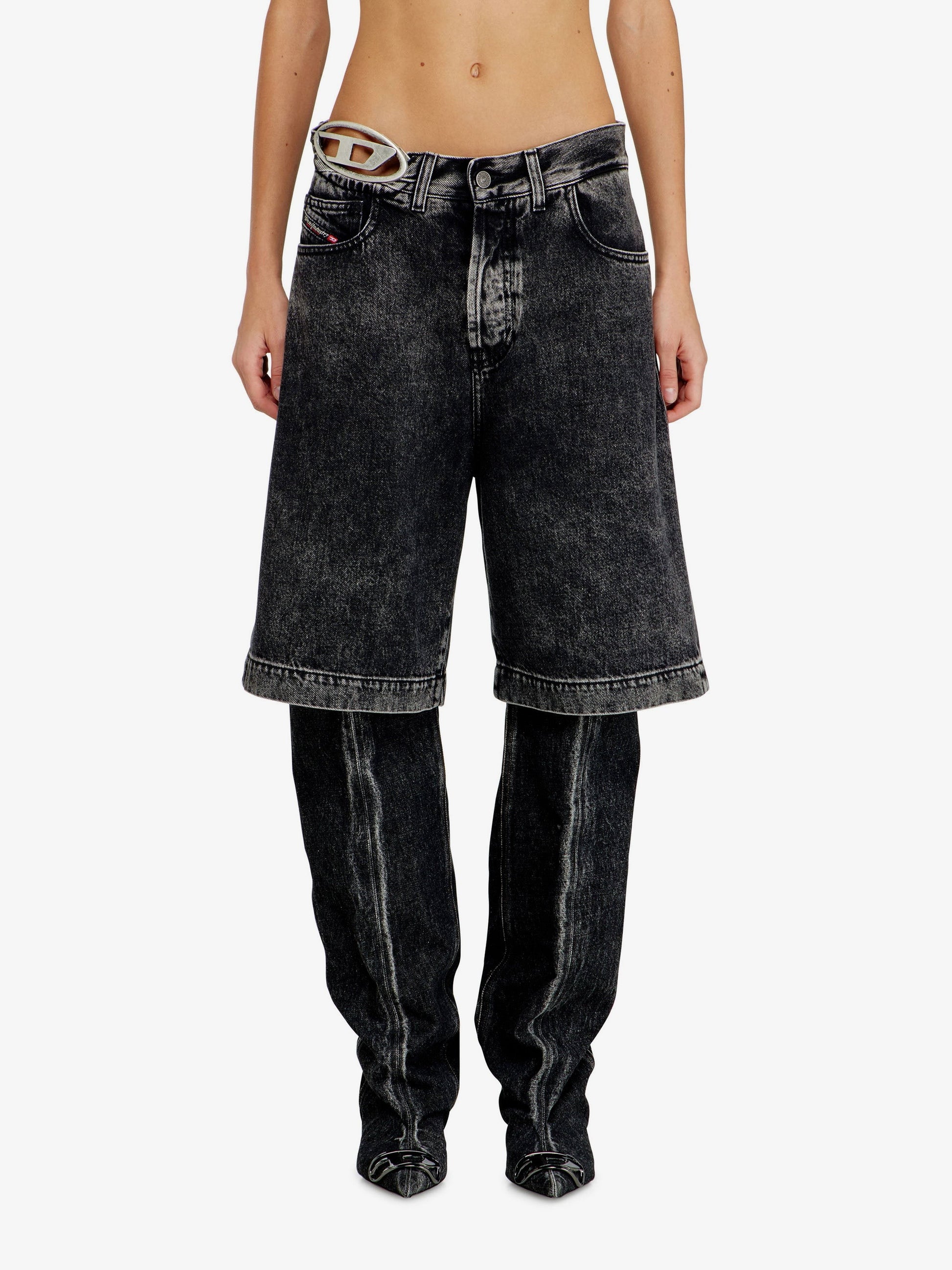 Diesel Women's DE Sire Short S2 Black Denim Bermuda Shorts Black