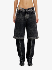 Diesel Women's DE Sire Short S2 Black Denim Bermuda Shorts Black
